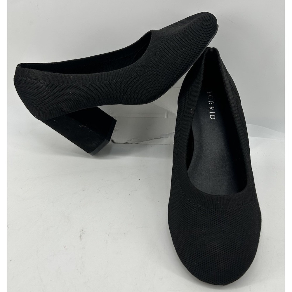 Torrid Black Stretch Knit Wide Width Pumps Block Heel Women's Size 9WW